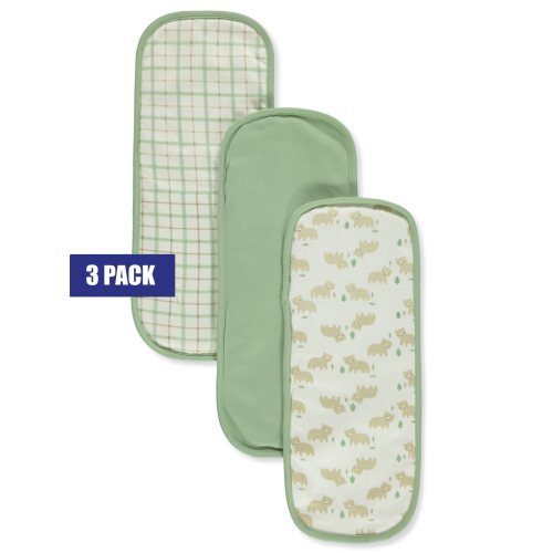 Duck Duck Goose Baby Boys' 3-Pack Burp Cloths - green/multi, one size