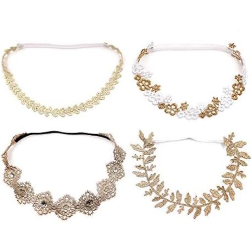 4pcs Lace Bows Baby Headbands for Baby Girl Headbands Hair Accessories - Soft Elastic Flower Bows Hair Band