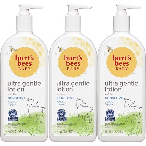 Burt's Bees Baby Ultra Gentle Lotion with Aloe for Sensitive Skin, Pediatrician Tested, 99.0% Natural Origin, Pack of 3