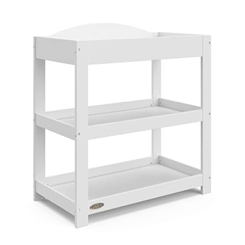 Graco Customizable Changing Table with Water-Resistant Changing Pad (White) - Customizable Modern Flat or Classic Arched Headboard, Baby Diaper Changing Pad Included