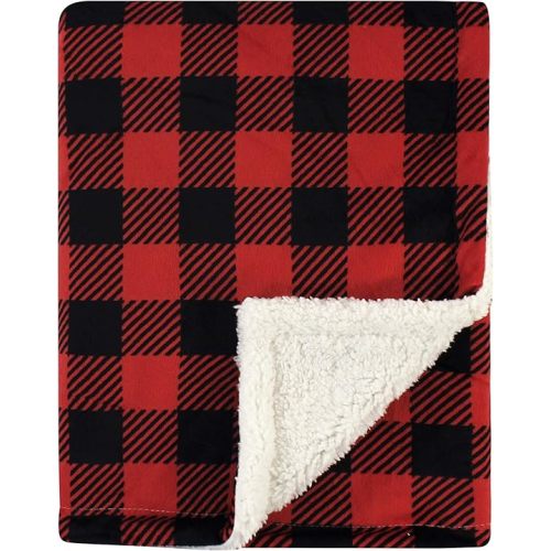 Hudson Baby Unisex Baby Plush Mink and Sherpa Blanket, Buffalo Plaid, One Size