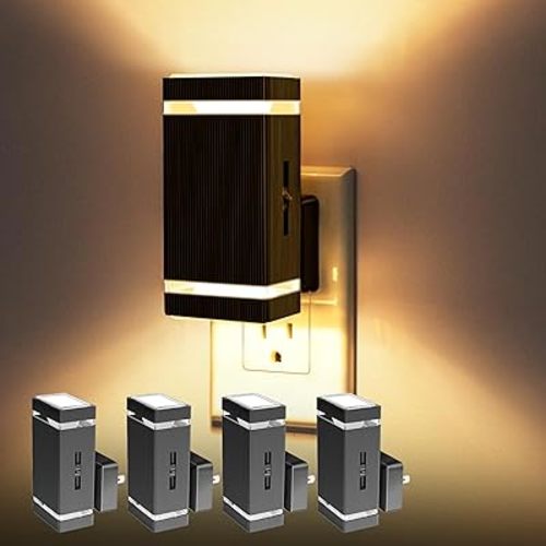 DORESshop Dimmable LED Night Light Plug in [4 Pack], Night Lights Plug into Wall with Dusk-to-Dawn Sensor, 0-100lm Bright Nightlights with Light Sensor for Adults, Hallway, Bedroom, Stairway