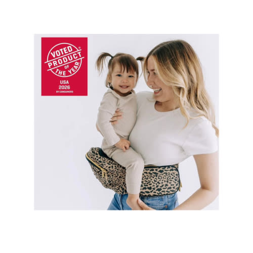 Tushbaby Original Hip Seat Baby Carrier for Babies & Toddlers up to 45 lbs, Safety Certified, Lightweight No-Foam Design with Storage & Nursing Support, Cheetah