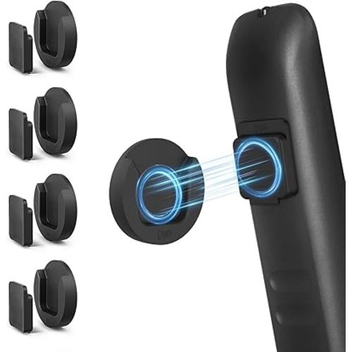 Magnetic Remote Control Holder Wall Mount, 4 Pack Upgraded Organizers Storage Self-Adhesive TV Remote Holder for Back of TV for RV (Black)