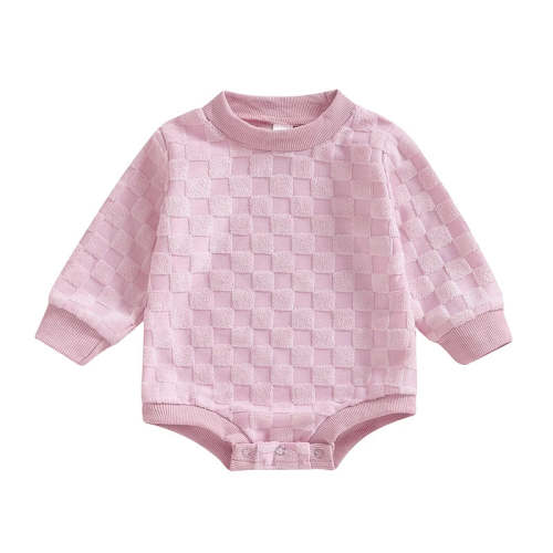 Baby Boys Girls Romper Long Sleeve Crew Neck Checkered Bodysuit Fall P – August + Willow