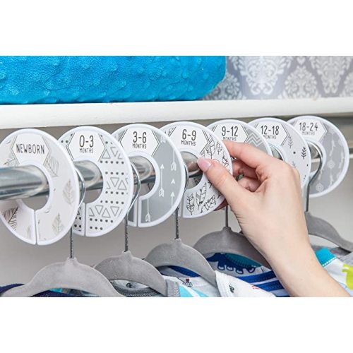 Baby Nest Designs Closet Dividers for Baby Clothes [Unisex Boho] - 7x Baby Clothing Size Age Dividers from Newborn Infant to 24 Months - Boho Baby Clothes Dividers and Nursery Closet Organizer