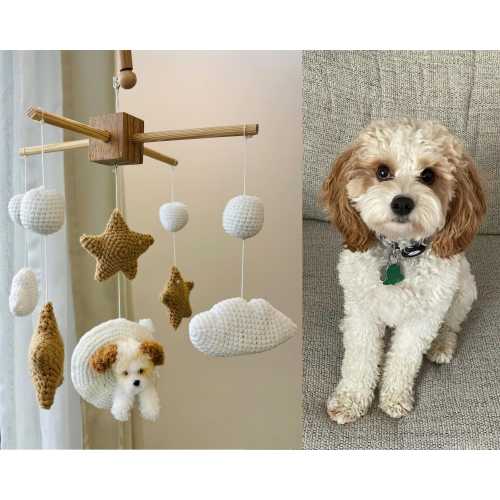 Custom Baby Mobile, Custom Crochet Dog, Neutral Nursery Mobile, Baby Crib Mobile, Nursery Worker Gift, New Baby Gift, Custom Portrait Dog