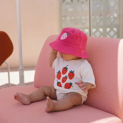Organic Cotton Bubble Romper - Strawberries