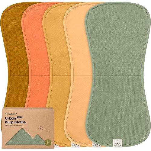 KeaBabies 5-Pack Organic Burp Cloths Baby Girl, Boy - Extra Large, Absorbent Baby Burp Cloths, Soft Burping Cloths for Babies, Newborn Burp Clothes, Cotton Burp Rags, Neutral Thick Burp Cloth (Phase)