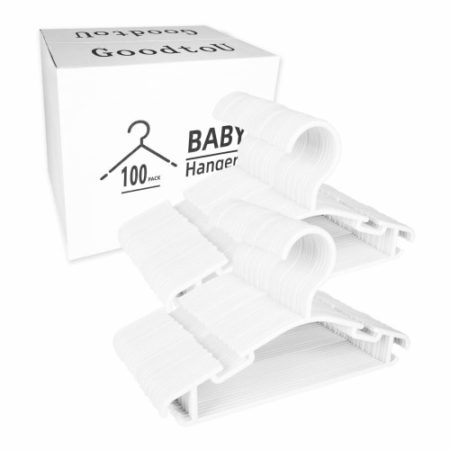 Northern Brothers Non-Slip Plastic Space-Saving Kids Closet Hangers(100 Pack,White)