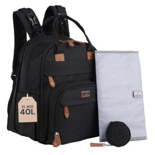 BabbleRoo Diaper Bag Backpack Stylish Hands-Free Baby Bag with Changing Pad, Stroller Straps & Water-Resistant