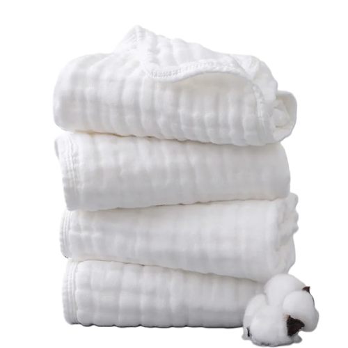 Boho Baby Boutique 6 Layer 100% Pure Cotton Burp Cloth (10 Pack- White)