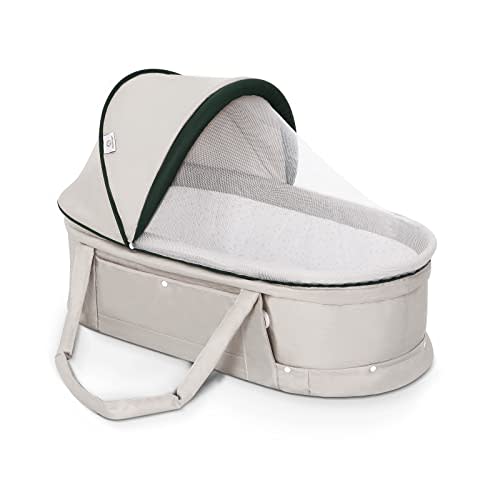 Holy Cat Travel Bassinet Portable Bassinet-Folding Baby Bassinet iin Bed Mini Travel Crib Infant Travel Bed with Mosquito Net and Canopy Lightweight Washable Foldable-Lightgrey
