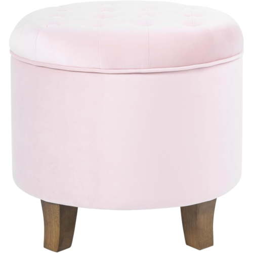 Home Decor | Upholstered Round Velvet Tufted Foot Rest Ottoman | Ottoman with Storage for Living Room & Bedroom | Decorative Home Furniture, Pink Blush Small