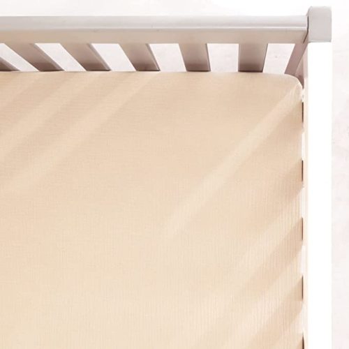 GRSSDER Soft Muslin Crib Sheet 1 Pack, 100% Cotton Crib Sheets with Deep Pocket for Boys and Girls, Fit Standard Crib Mattresses 52" x 28" Safe and Snug, Beige
