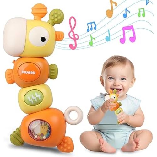 Baby Teething Toys - Baby Teethers Newborn Infant Sensory Chew Toys - Montessori Developmental Teething Toy for Babies 3-6-9-12-18 Months Girl Boy Gifts - Giraffe Toddler Travel for 1 2 3 One Year Old