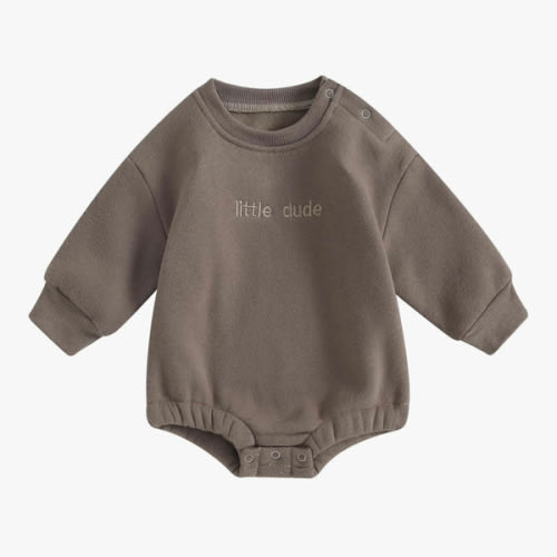VISGOGO Newborn Infant Baby Boy Girls Oversized Romper Little Dude Sweater Onesie Coming Home Outfit Neutral Clothes