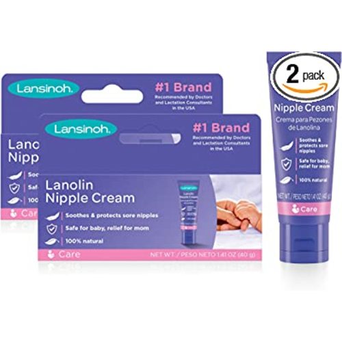 Lansinoh Lanolin Nipple Cream, Safe for Baby and Mom, Breastfeeding Essentials, 2.82 Ounces - Lanolin 2 Count
