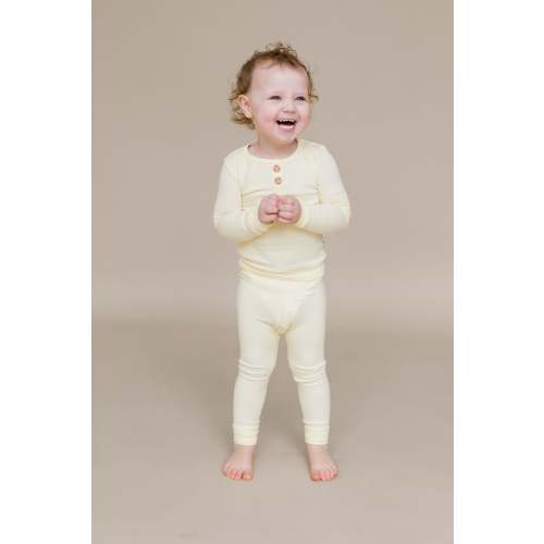 Ribbed Henley Set in Chamomile
