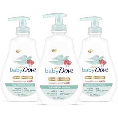Baby Dove Tip to Toe Baby Body Wash For Baby's Sensitive Skin Sensitive Moisture Washes Away Bacteria, Fragrance-Free and Hypoallergenic Baby Soap 13 oz 3 Count