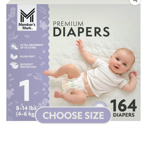 Member's Mark Premium Baby Diapers, Sizes Newborn - 8 - Samsclub.com
