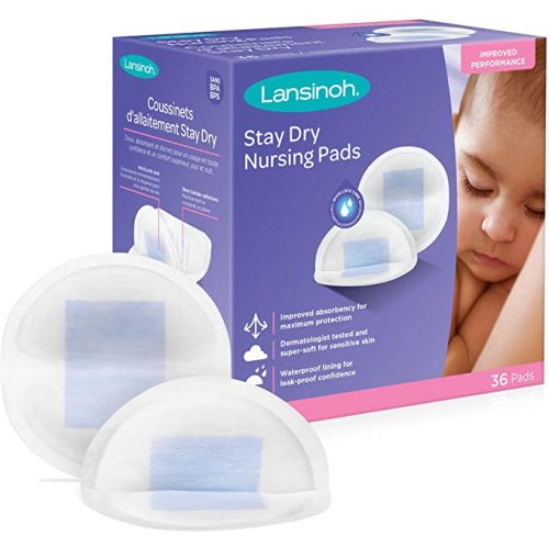 Lansinoh Stay Dry Disposable Nursing Pads for Breastfeeding, 36 count - White