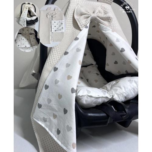 Cotton Stroller-pram Sunshade and Seat Liner Set – Pom Pom, Universal Fit