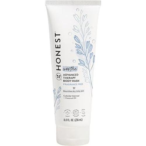 The Honest Company Eczema Soothing Therapy Cleansing Body Wash | Naturally Derived, Gentle for Baby | Prebiotics, Colloidal Oatmeal | 8 oz
