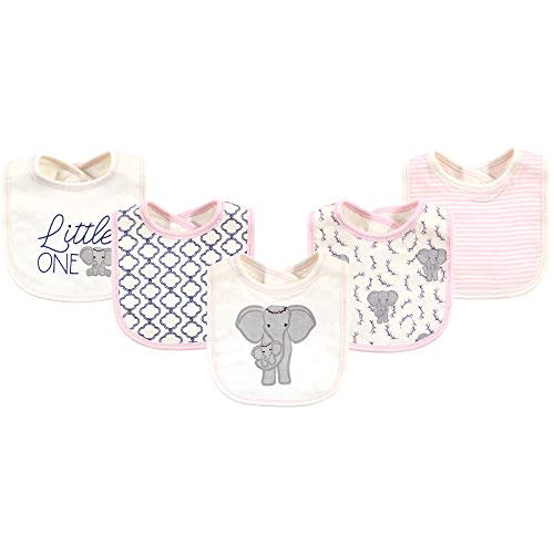 Touched by Nature Unisex Baby Organic Cotton Bibs, Girl Elephant, One Size