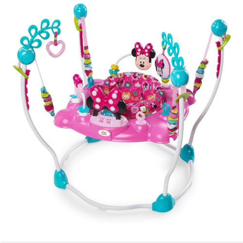Bright Starts Disney Baby MINNIE MOUSE PeekABoo Baby Activity Center Jumper with 8 Toys, Lights & Sounds, 360-Degree Seat, 6-12 Months (Pink/Blue)