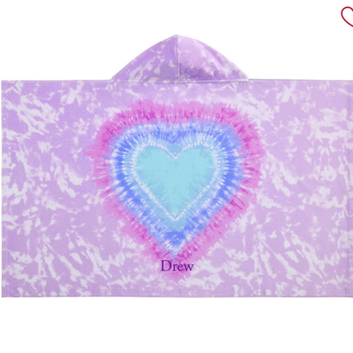 Tie-Dye Heart Kid Beach Hooded Towel UPF 50+