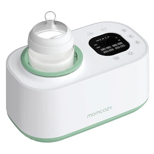 Momcozy Waterless Bottle Warmer with Shake Bottle Function, 4 Temperature Settings Adjustable, Surrounding Hot Air Heating Breastmilk Evenly to Ideal Temperature, No Wash
