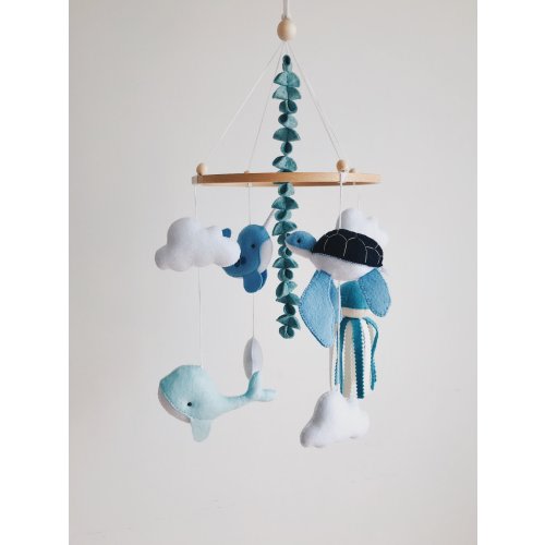 Whale mobile, nautical baby mobile , nautical nursery mobile , ocean mobile , nautical baby shower gift