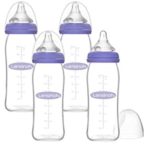 Amazon.com : Lansinoh Glass Baby Bottles for Breastfeeding Babies, 8 Ounce (Pack of 4) : Baby