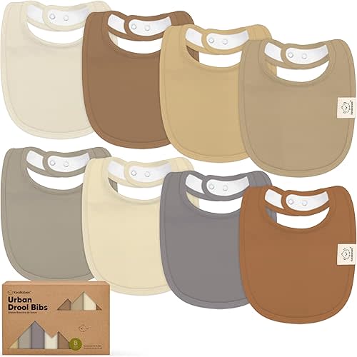8-Pack Organic Baby Bibs for Boys, Girls - Soft Cotton Drooling and Teething Bibs for Baby Girl & Boy, Extra Absorbent, Easy to Clean & Put On for Toddler, Newborn, Infant 0-24 Months (Terracotta)