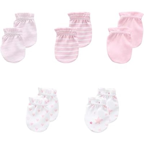 5 Pack Unisex New Born Boy Girls No Scratch Mittens Cotton Soft Baby Gloves Accessory 0-3 Months Infant Essentials