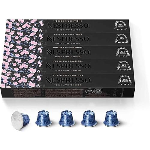 Nespresso Capsules Original Line Tokyo Vivalto Lungo, Medium Roast Coffee, 50 Count Coffee Pods