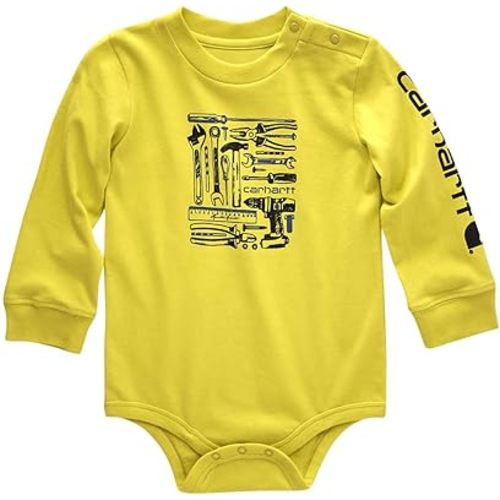 Carhartt Kid's CA6428 Long-Sleeve Tools Bodysuit - Boys - 6 Months - Sulphur Spring