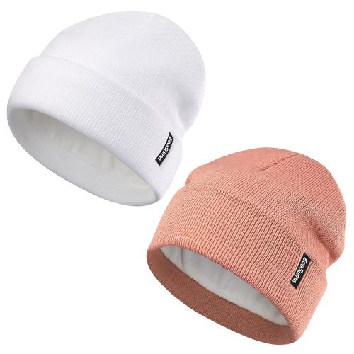 2 Pack Baby Beanie Toddler Winter Hat with Fleece Lined for Girls Boys 0-8 Years