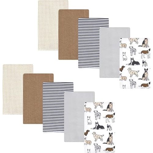 Hudson Baby Unisex Baby Flannel Burp Cloth 10pk, Handsome Dogs, One Size