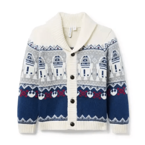 Boy Blueberry Navy Fair Isle STAR WARS R2-D2 Fair Isle Cardigan by Janie and Jack
