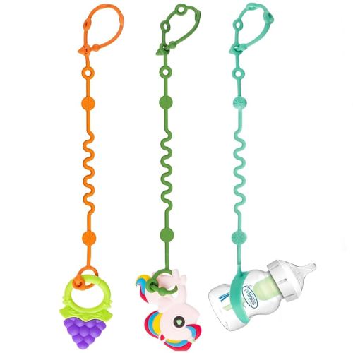 Toy Straps for Baby, Adjustable Toy Holder for Stroller Accessories, Silicone Baby Tether Pacifier Clip, No Throw Baby Travel Essential Leash for High Chair, Car Seat (3- Pack)