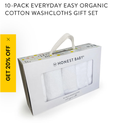 10-Pack Organic Cotton Baby-Terry Wash Cloths, Bright White | Honest Baby Clothing