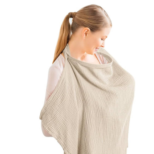 Konssy Muslin Nursing Cover for Baby Breastfeeding, Breathable 100% Cotton Breastfeeding Cover with Rigid Hoop for Mother Nursing Apron, Multi-use Carseat Canopy (Summer Wheat)