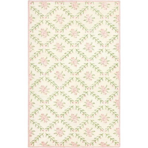 Brix Area Rug – 6’ x 9' – Handmade Wool Area Rugs – Floral Pink – Rugs for Living Room, Bedroom – Anti-Skid – Carpets with Non-Slip Natural Backing with 100% Cotton