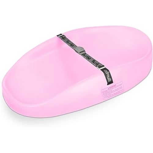 Bumbo Baby Diaper Changing Pad, Wipeable On The Go Mat Changer with Restraint Belt, Pink