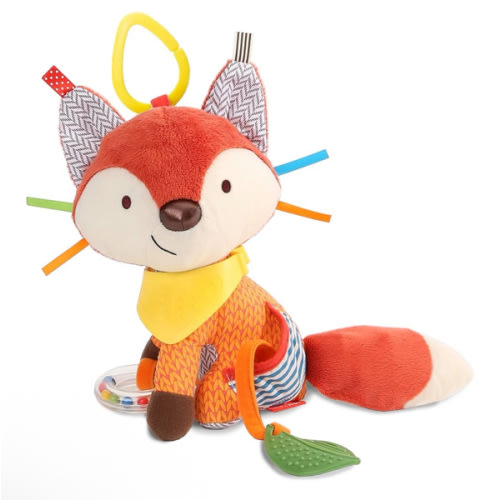 Skip Hop Bandana Buddies Baby Activity and Teething Toy with Multi-Sensory Rattle and Textures, Fox