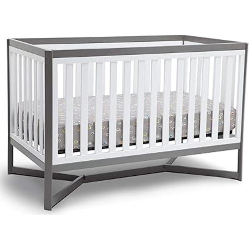 Delta Children Tribeca 4-in-1 Convertible Crib, White/Grey
