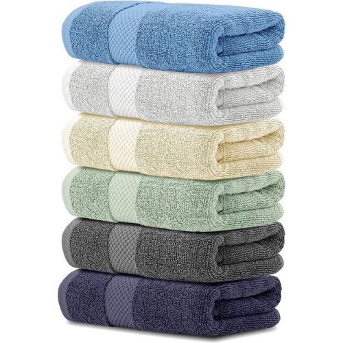 White Classic Luxury 100% Cotton Hand Towels Set Of 6 - 16x30" White