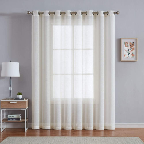 Eider & Ivory™ Solid Color Semi Sheer Grommet Single Curtain Panel & Reviews | Wayfair